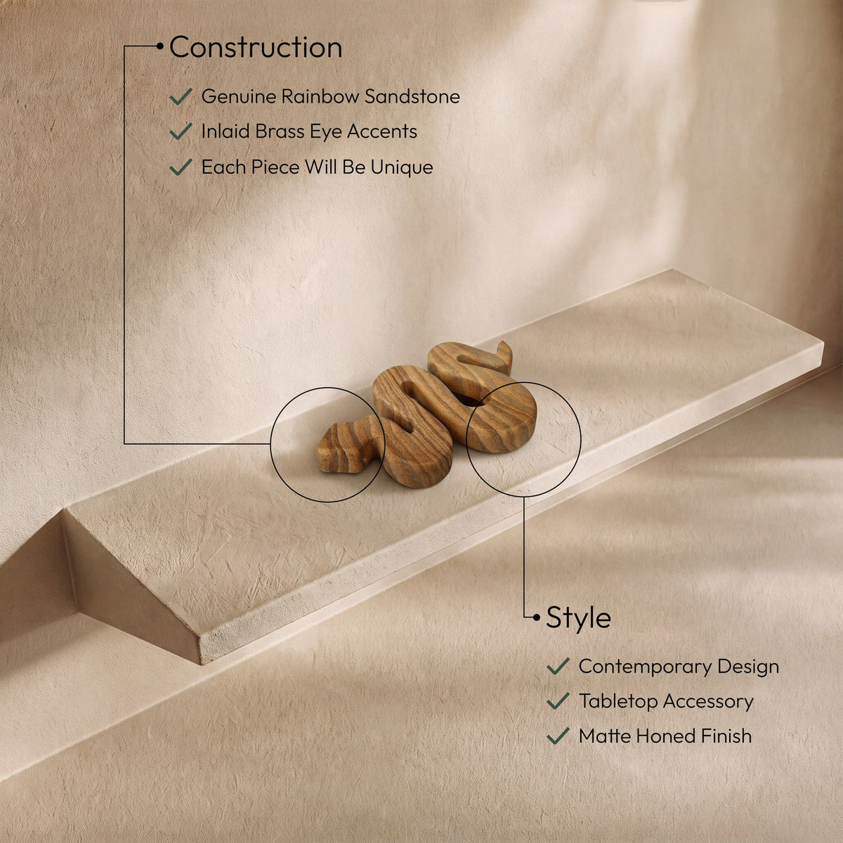 Asp - Genuine Marble Tabletop Object