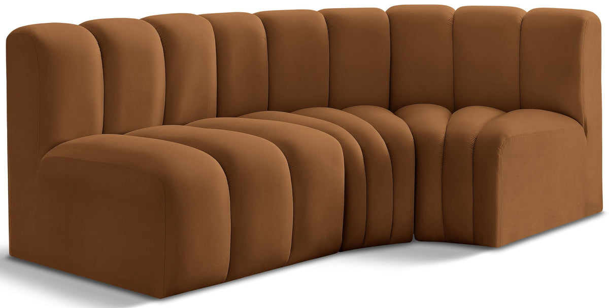 Arc - Velvet 3 Piece Sofa - Saddle