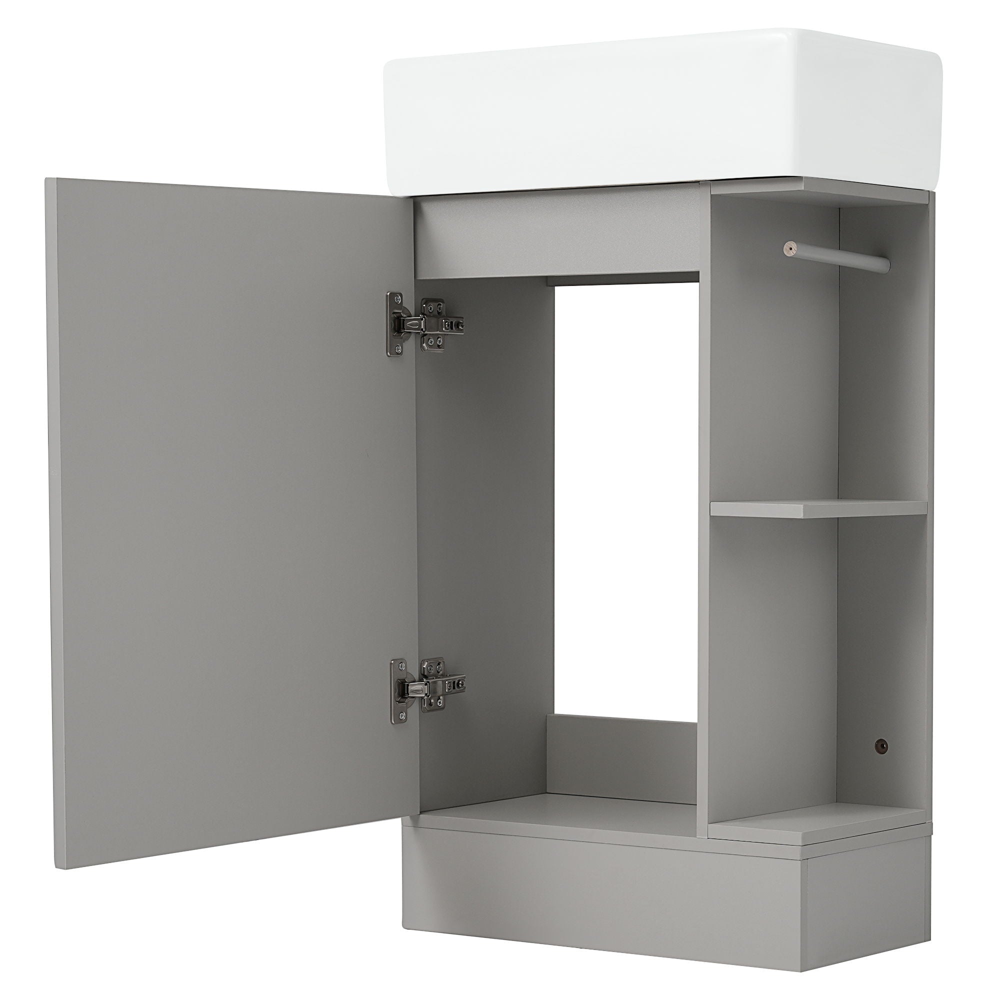 Modern Bathroom Vanity With Sink And 2 Tier Shelf