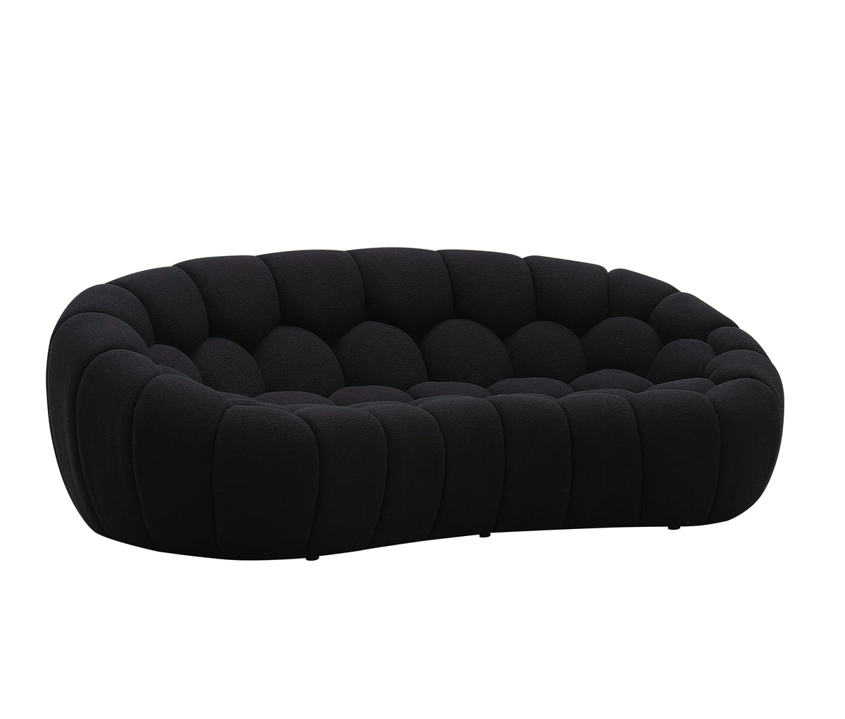 Yolonda - Modern Curved Black Fabric Loveseat