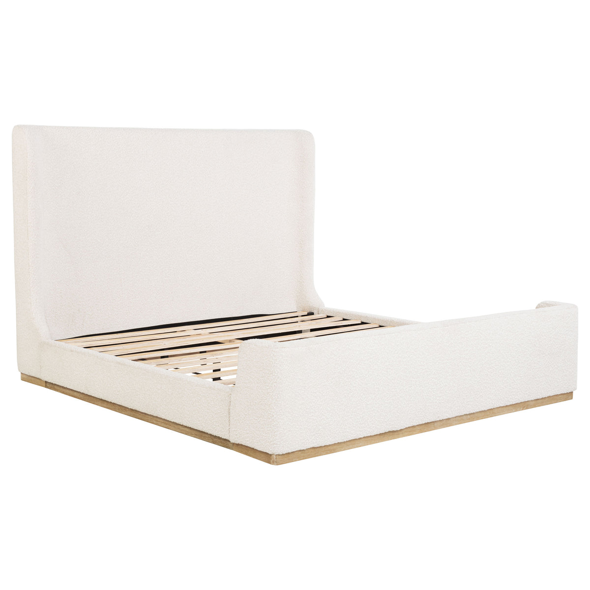 Nala Eastern King Boucle Platform Bed in Cream