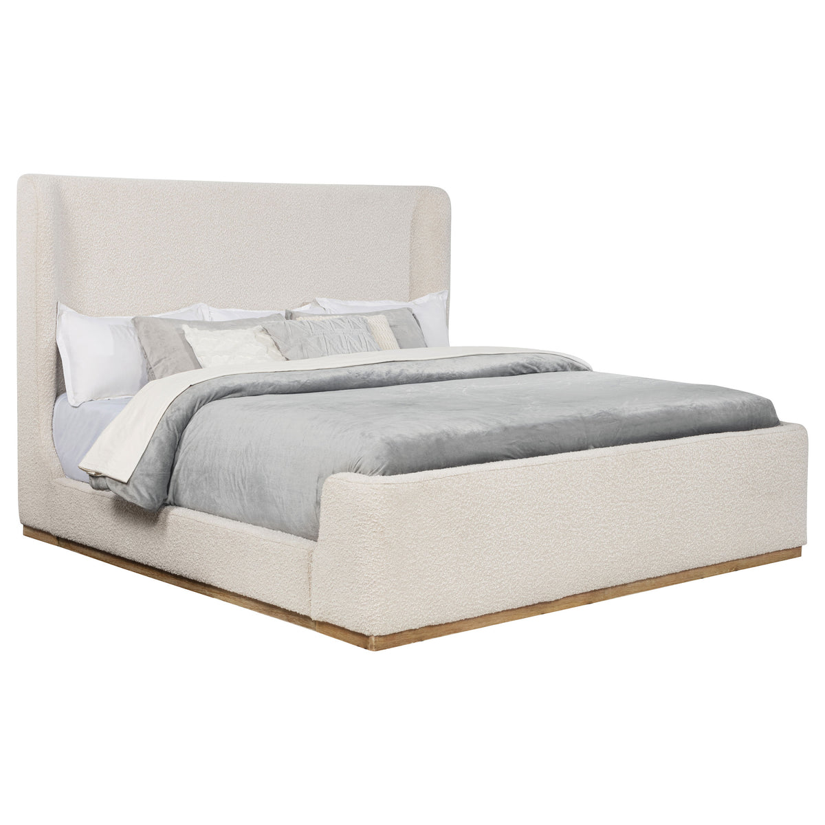 Nala Eastern King Boucle Platform Bed in Cream