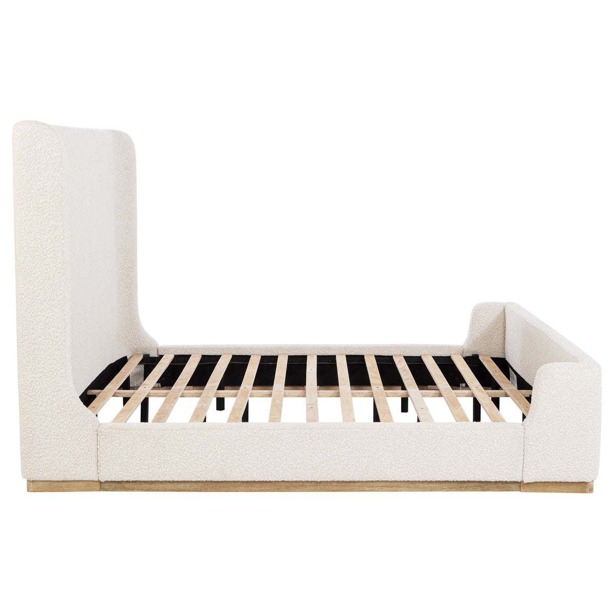 Nala Eastern King Boucle Platform Bed in Cream