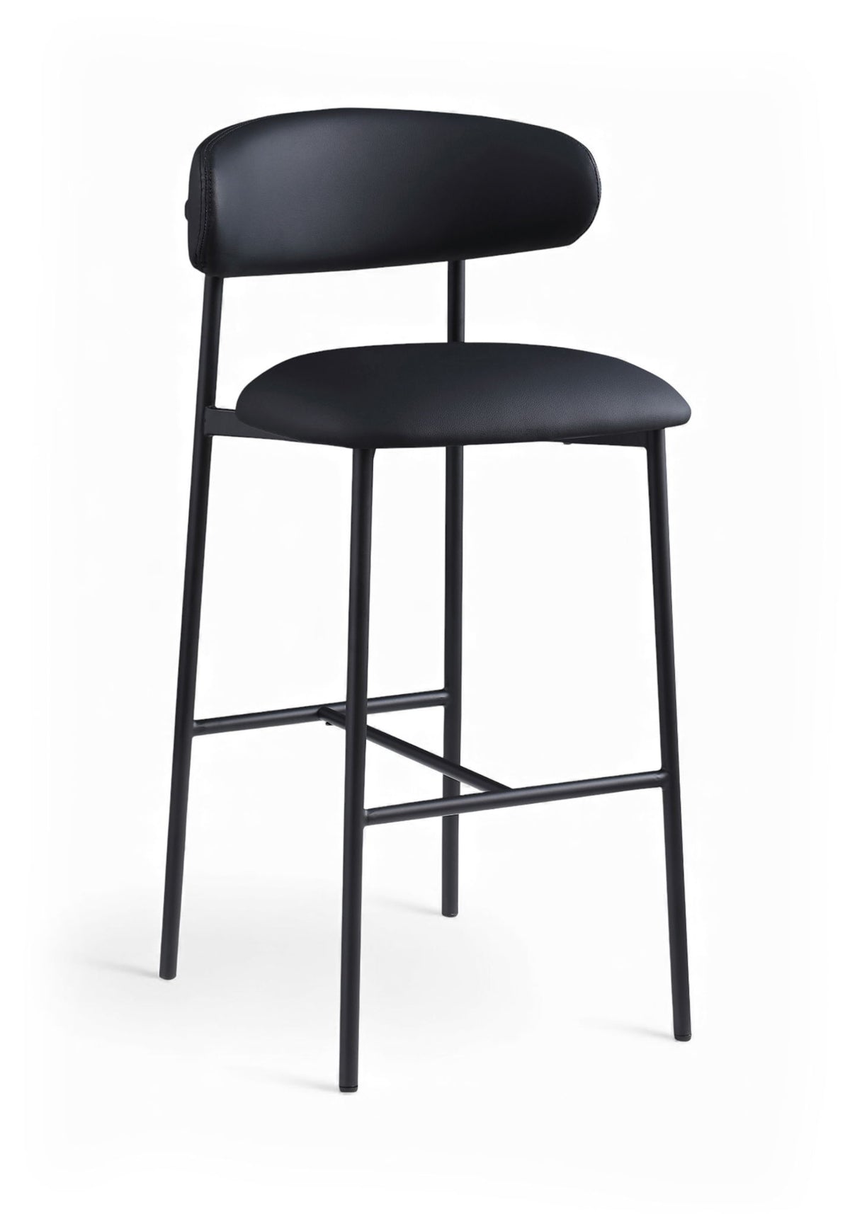 Lupita - Vegan Leather Upholstered Bar Stool With Matte Black Frame (Set of 2)