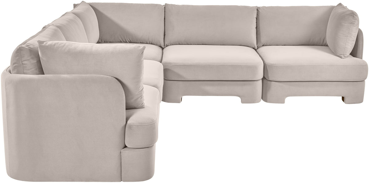 Hammond - Velvet Performance Fabric Upholstered 5 Piece Corner Sectional