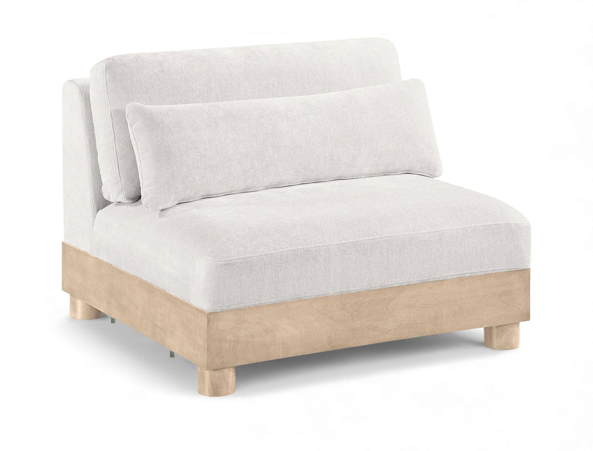 Turin - Chenille Fabric Upholstered Modular Armless Chair - Natural Base