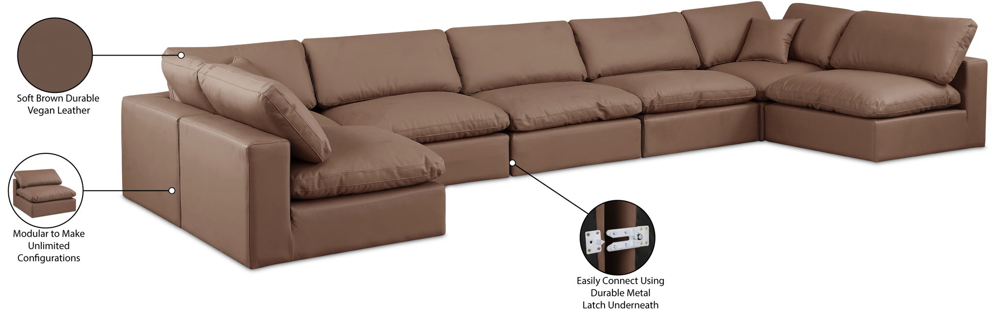 Comfy - 7 Piece Faux Leather Modular Armless Sectional