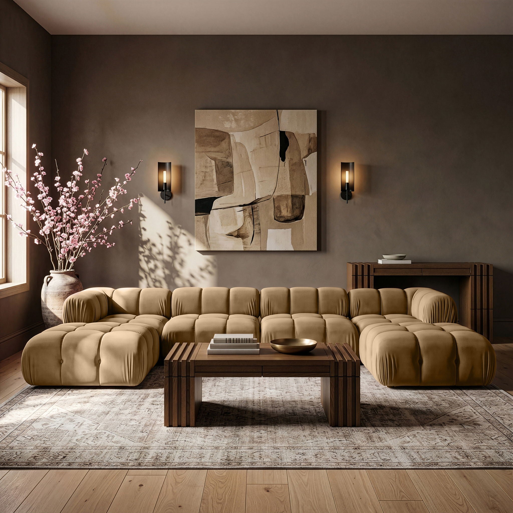 Orin - Velvet 6 Piece Modular Double Chaise Sectional