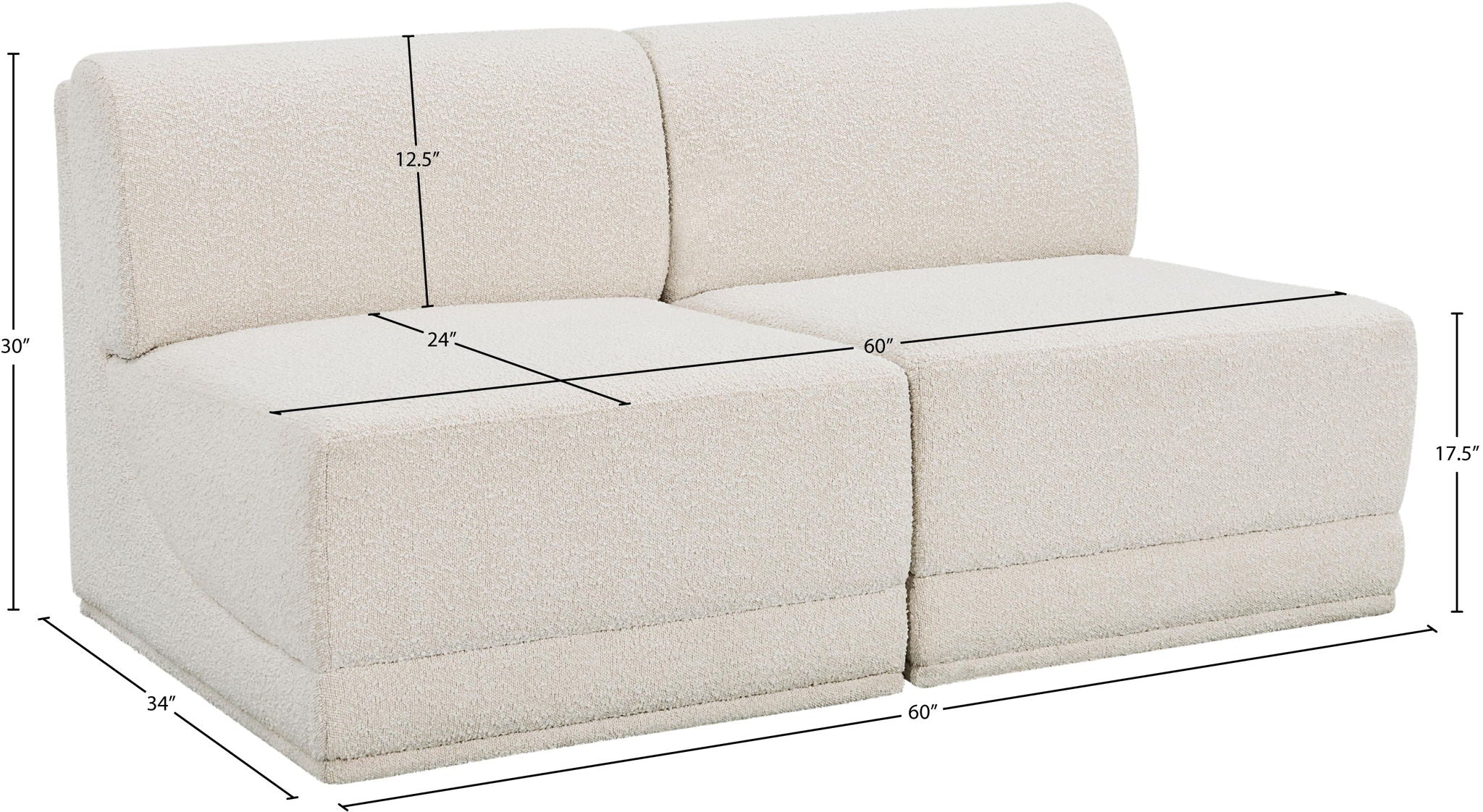 Ollie - 2 Seat Armless Modular Sofa