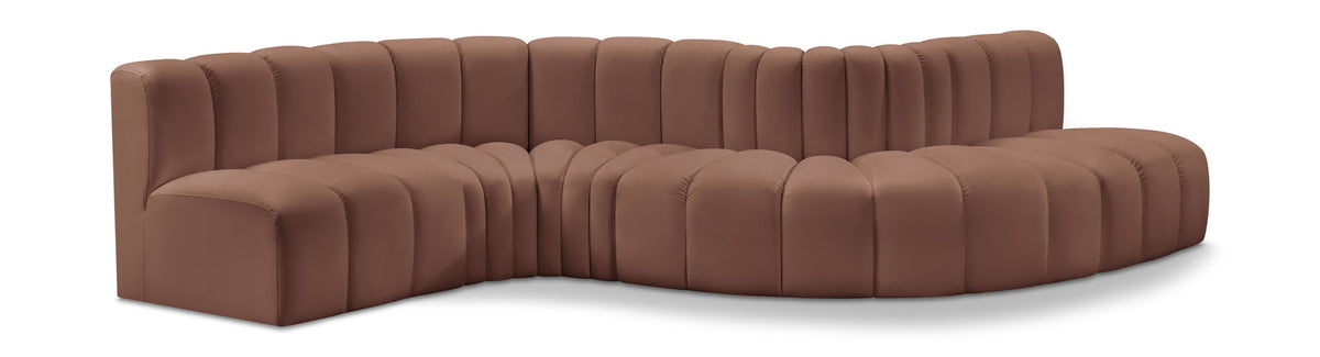 Arc - Faux Leather 6 Piece Curved Modular Sofa