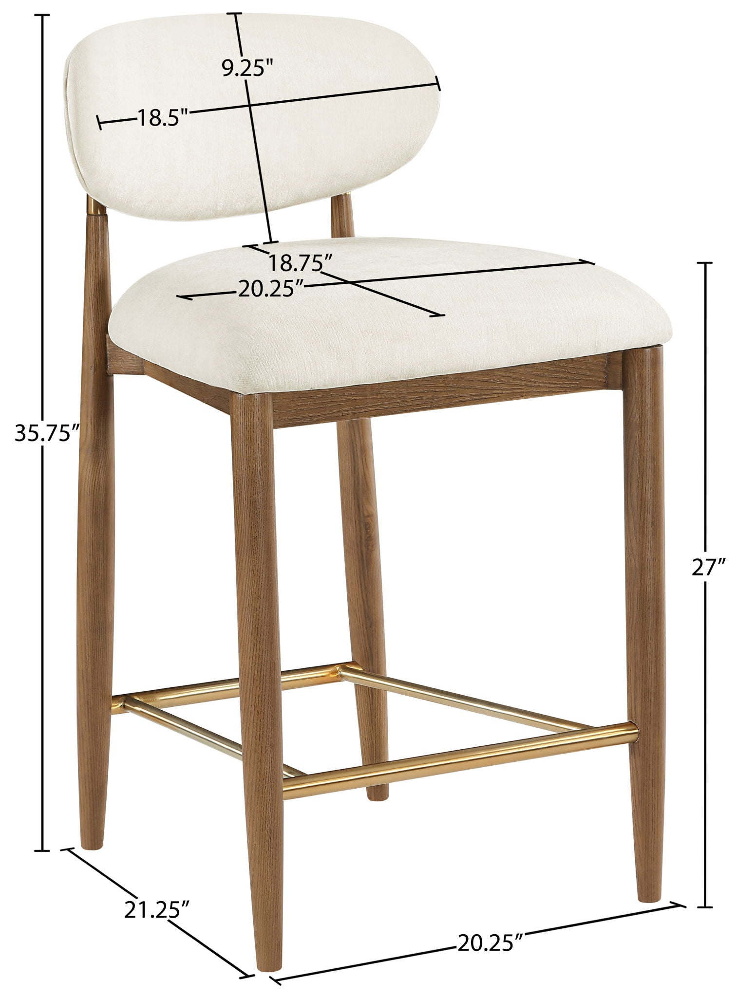 Riccio - Fabric Stool - Walnut Frame