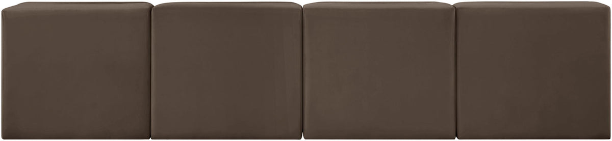 Rummi - Armless Velvet Performance Fabric Upholstered 4 Piece Modular Sofa