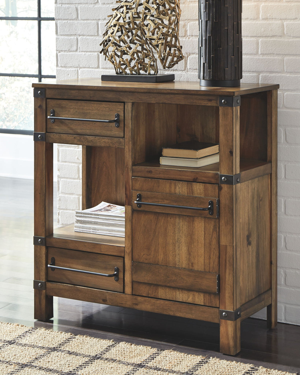 Roybeck - Accent Cabinet - Light Brown / Bronze