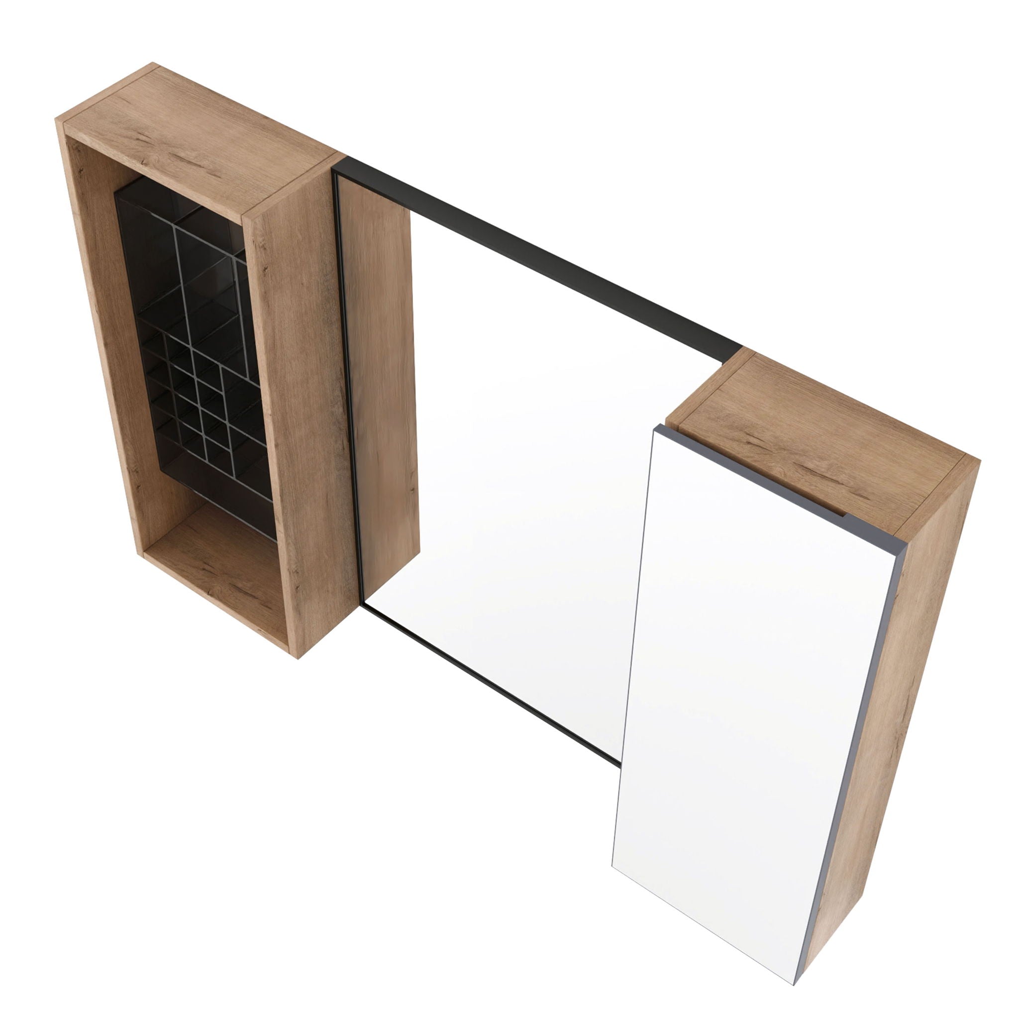 41.3" Wall Mounted Bathroom Cabinet With Adjustable Shelves Storage Unit - Imitative Oak