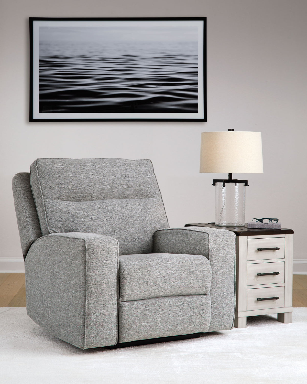 Biscoe - Power Recliner /Adj Headrest - Pewter