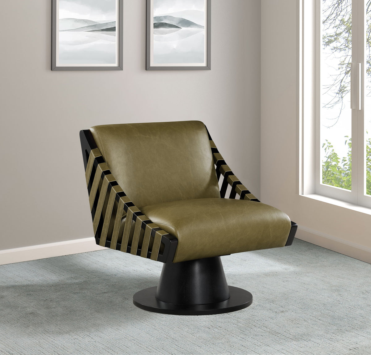 Millwin - Swivel Accent Chair With Black Base
