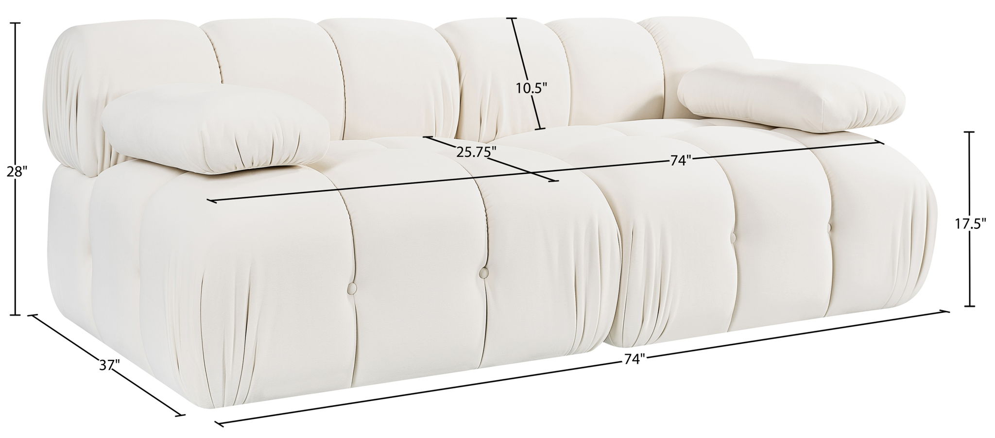 Orin - Velvet Performance Fabric Upholstered 2 Piece Modular Sofa