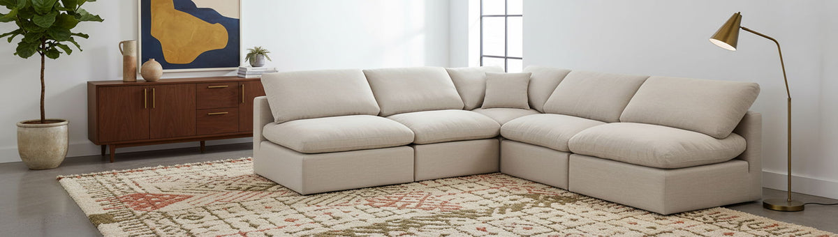 Indulge - Linen 5 Piece Modular Corner Armless Sectional