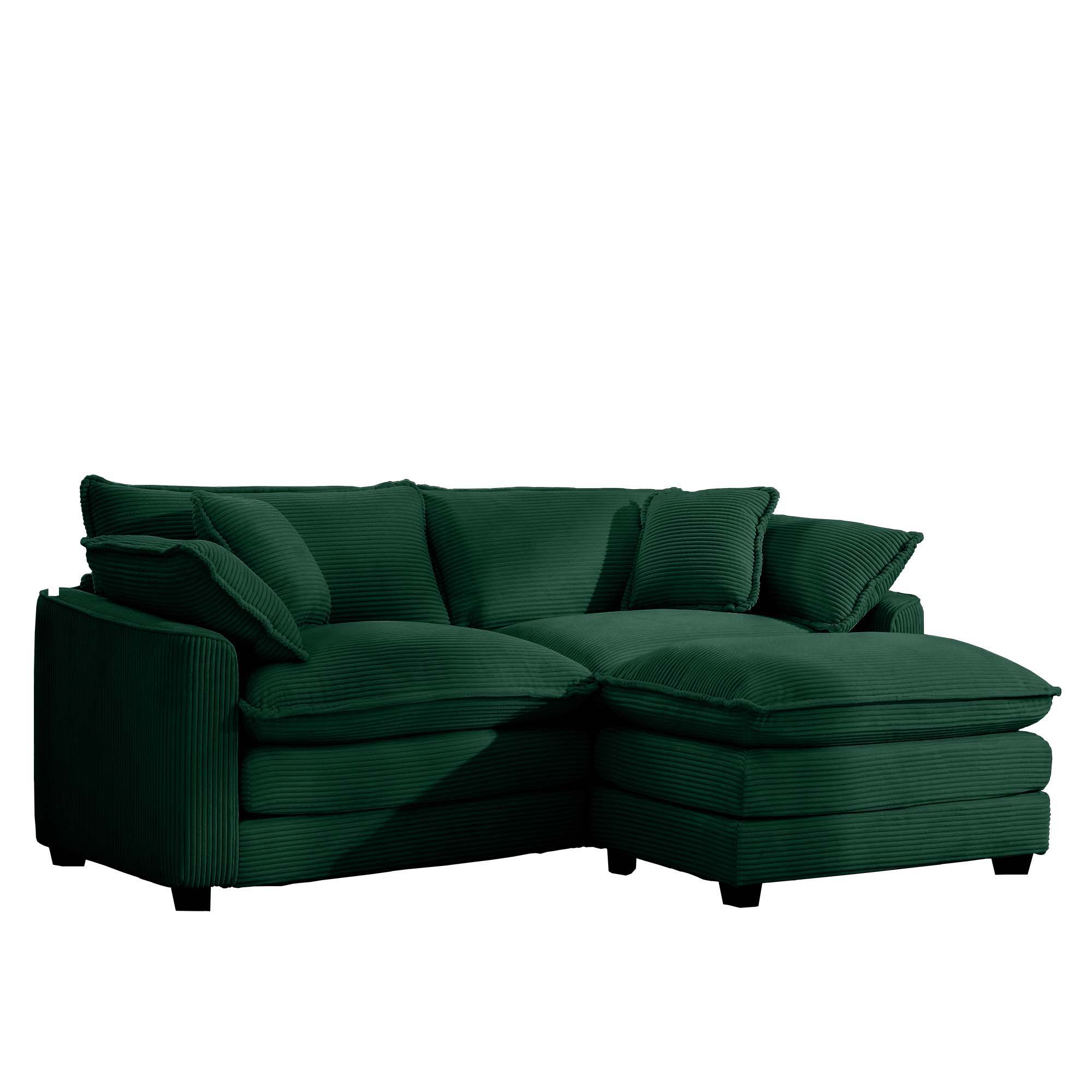 Modern Modular Cushion Sofa With Ottoman, Low Back, Deep Seating Sofa Set