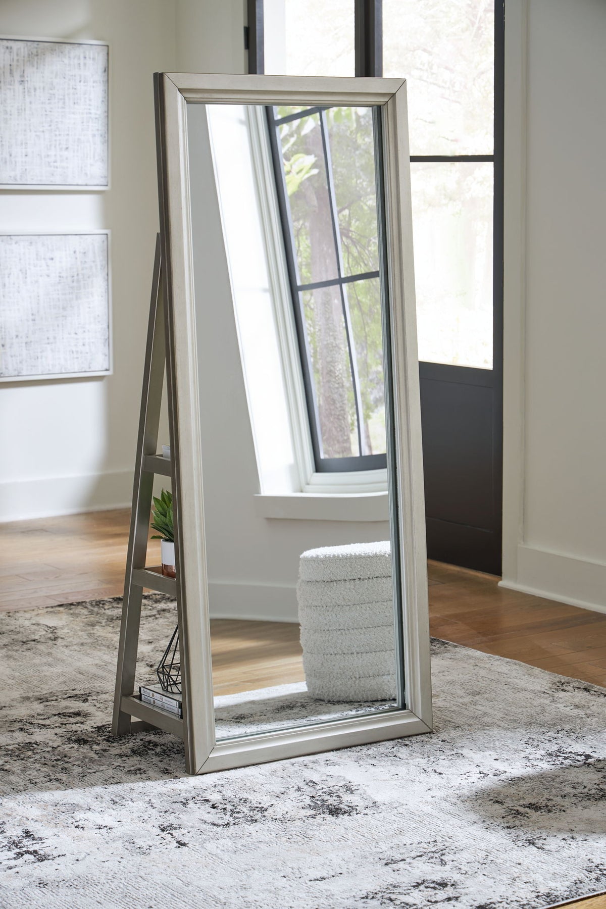 Evesen - Floor Standing Mirror With Storage - Champagne