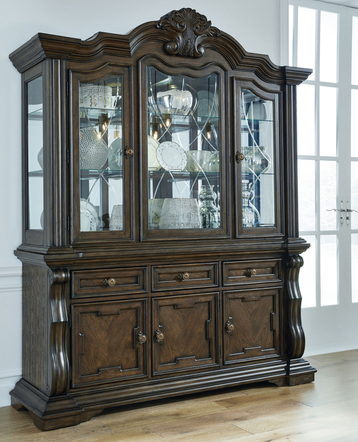 Maylee - Dining Buffet And Hutch - Dark Brown