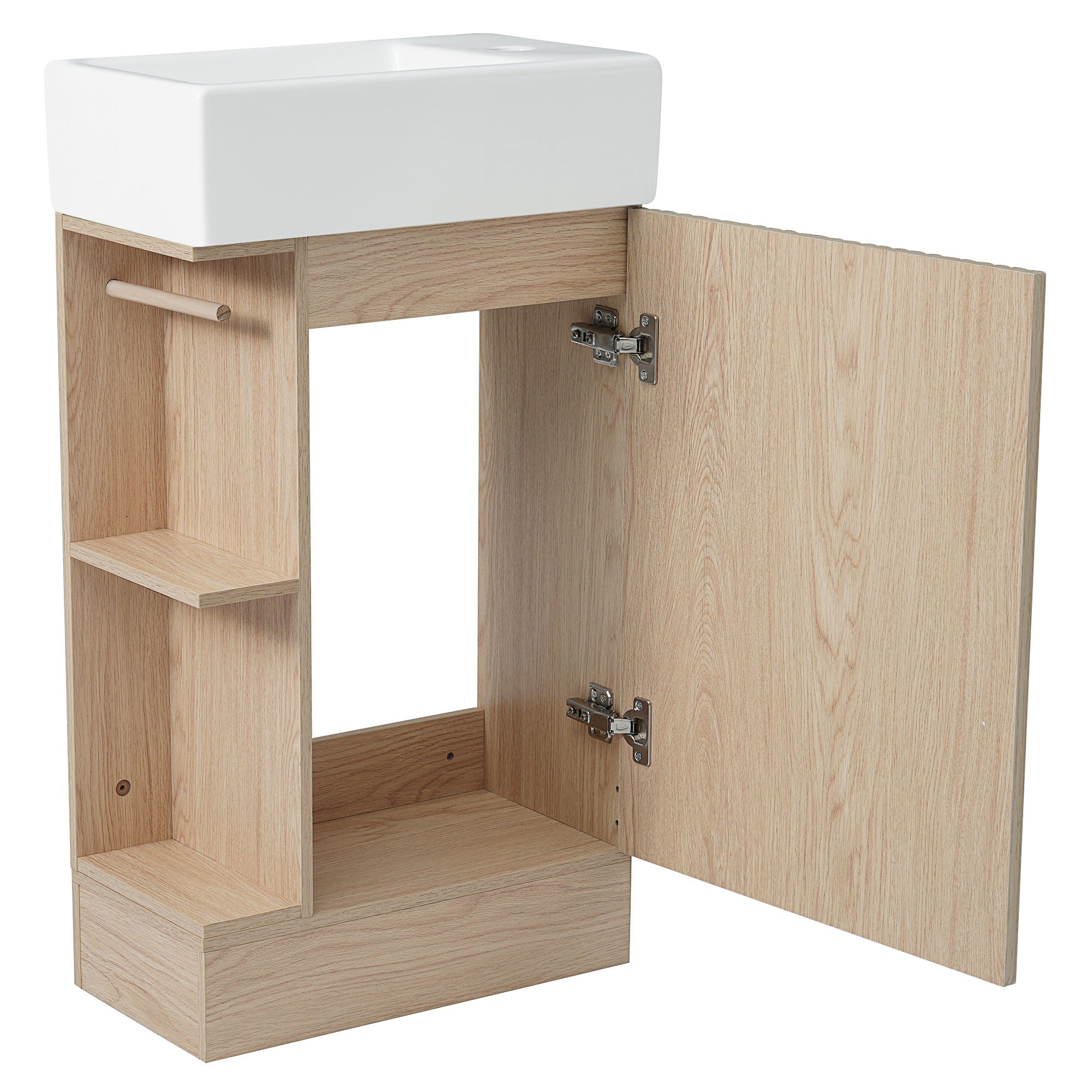 Modern Bathroom Vanity With Sink And 2 Tier Shelf