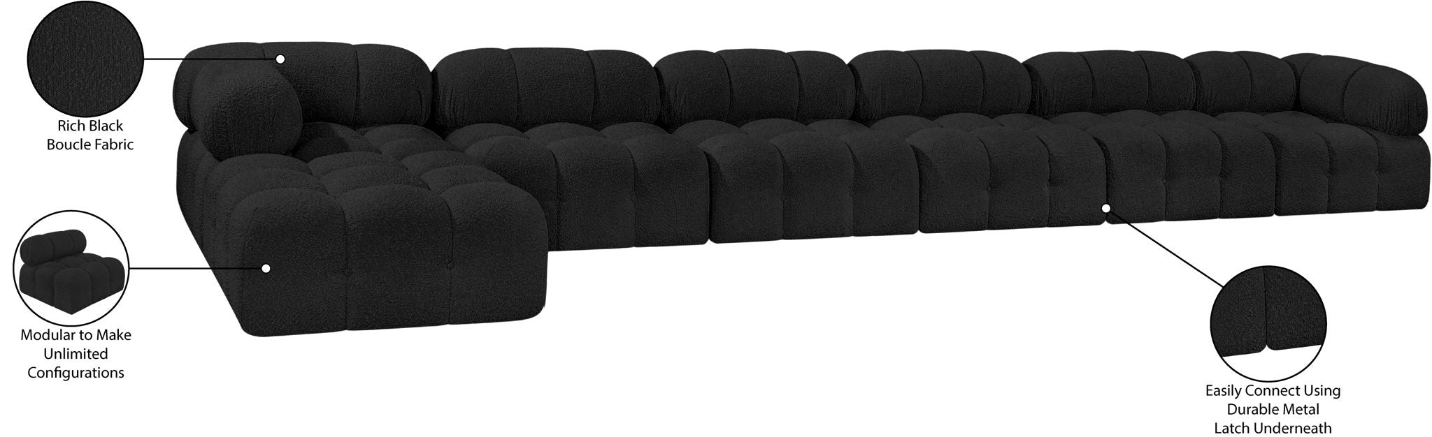 Ames - 7 Piece Boucle Fabric Modular L-Shaped Sectional