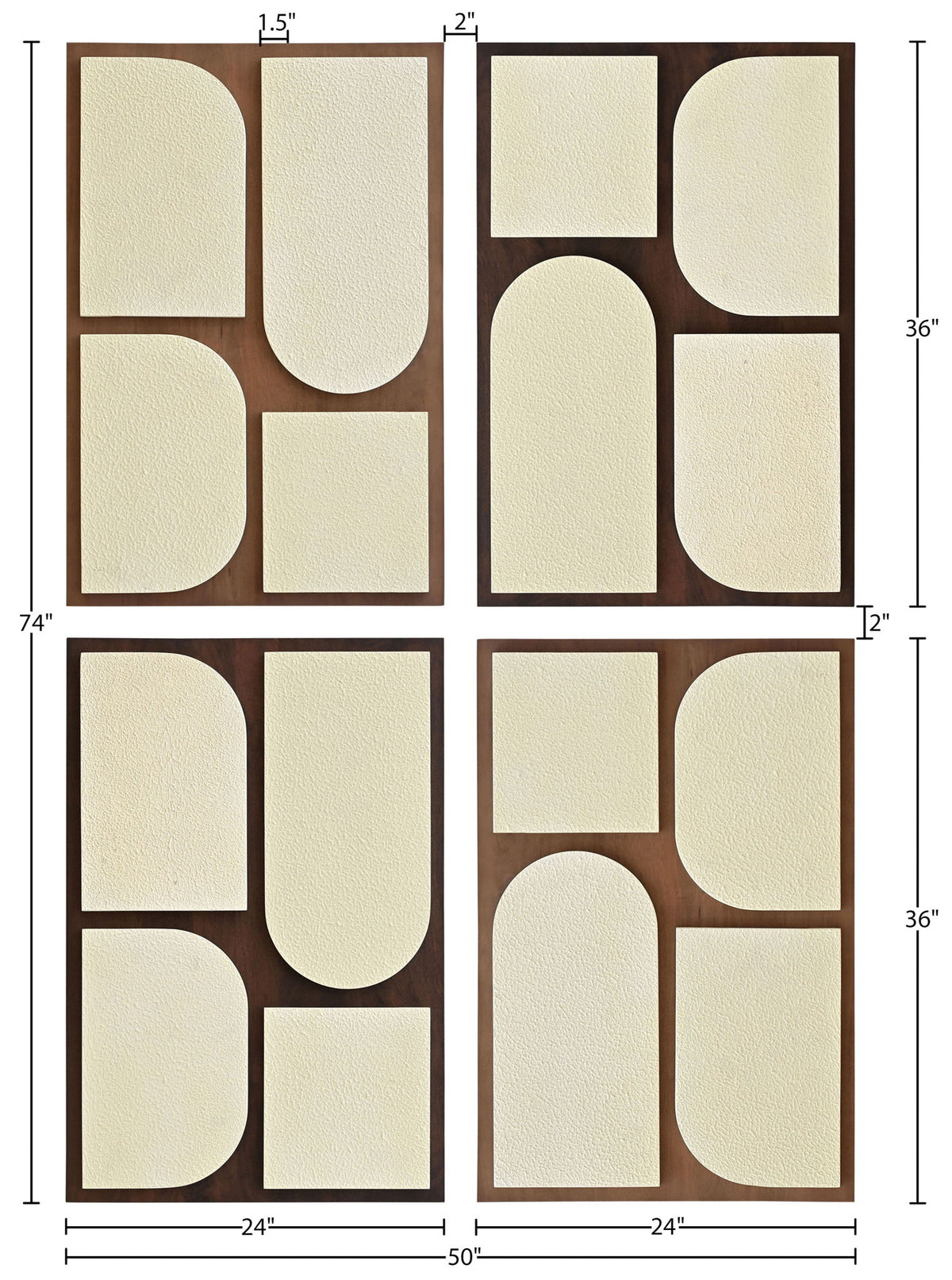 Icon - Mango Wood 4 Piece Wall Art - Brown / Natural
