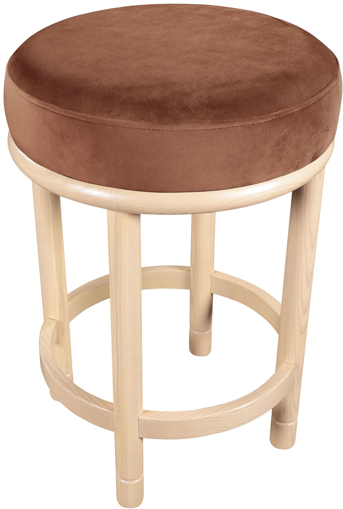 Monette - Counter Stool With Natural Base - Cognac