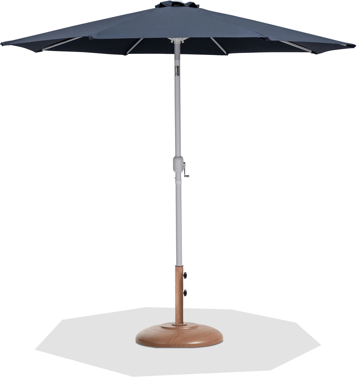 Fiji - Aluminum Patio Umbrella With Round Teak And White Base