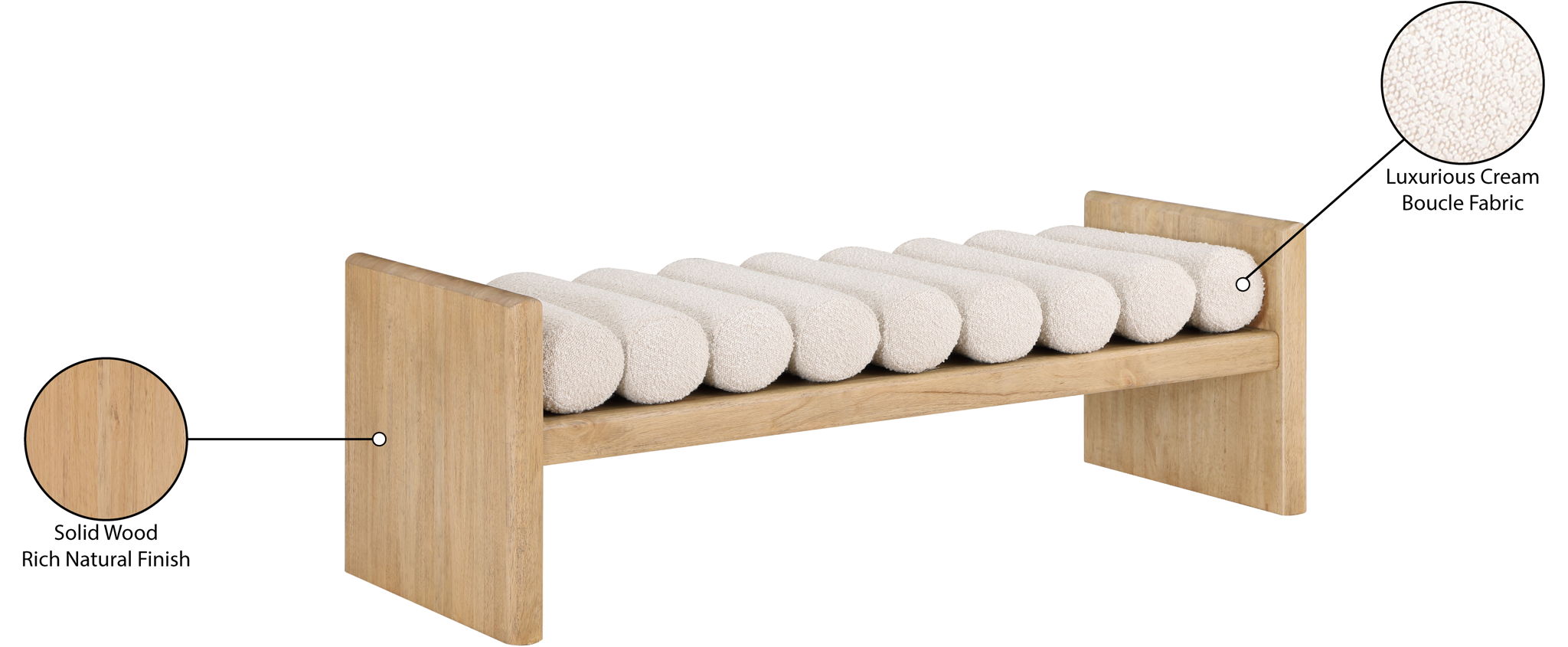Waverly - Bench With Natural Frame