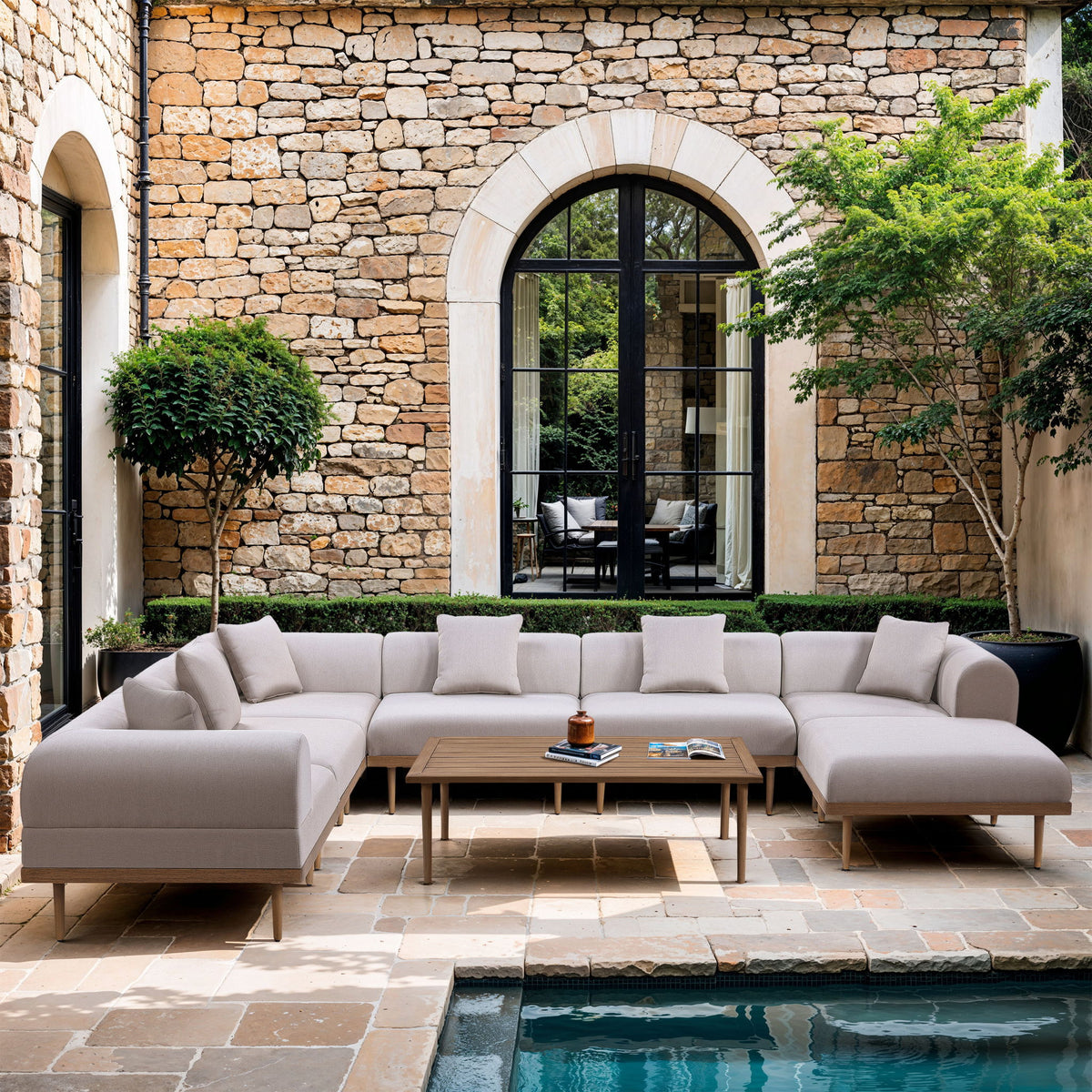 Laguna - Aluminum Outdoor Patio Coffee Table - Natural