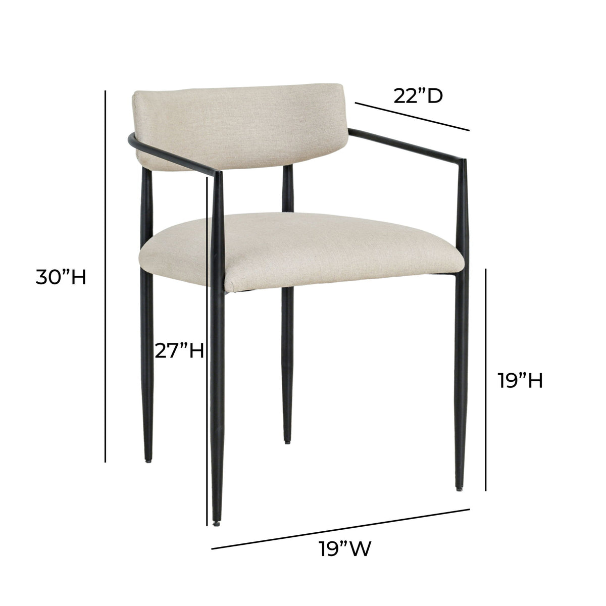 Forte - Linen Forged Iron Dining Chair - Cream