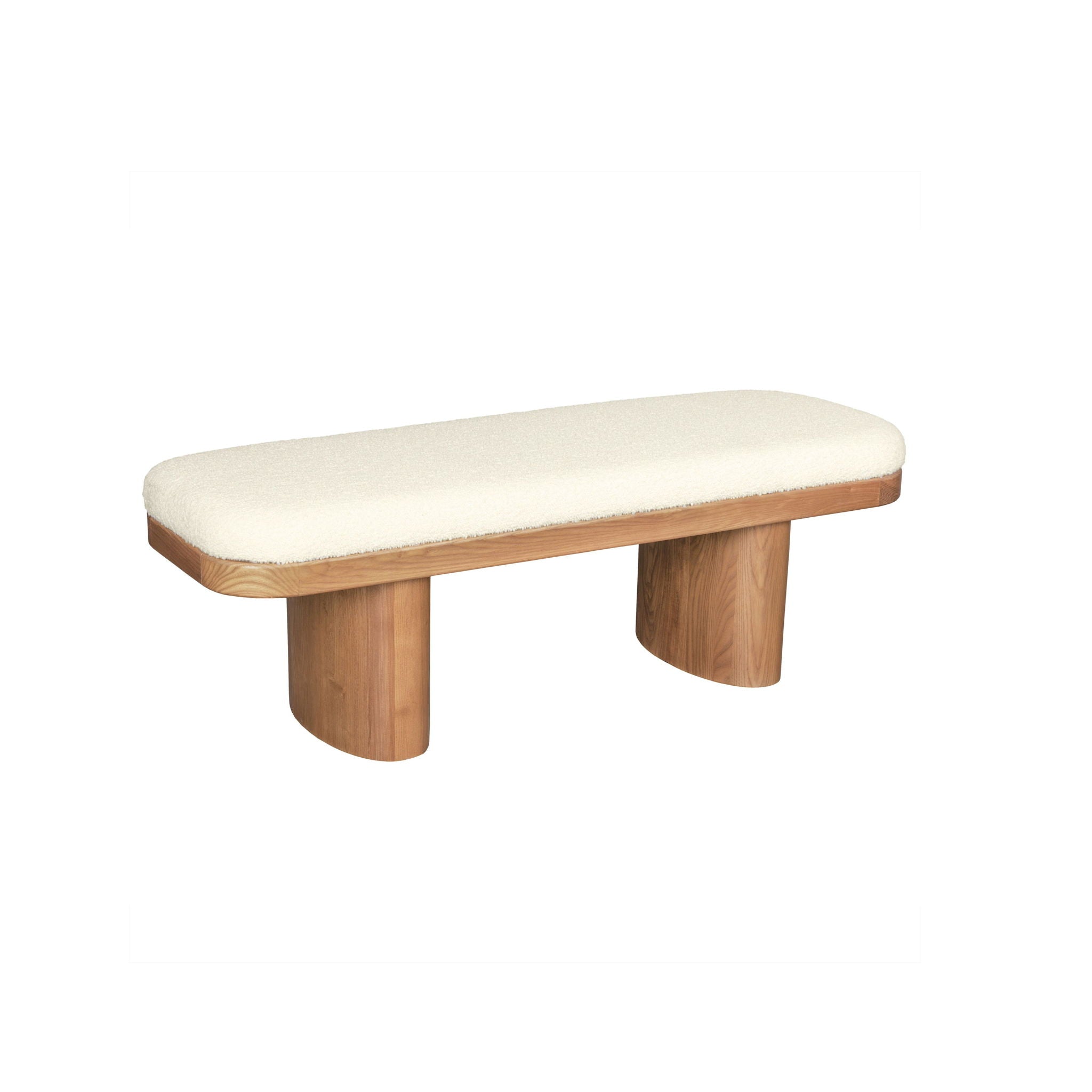 Ollie - Boucle Wooden Bench - White