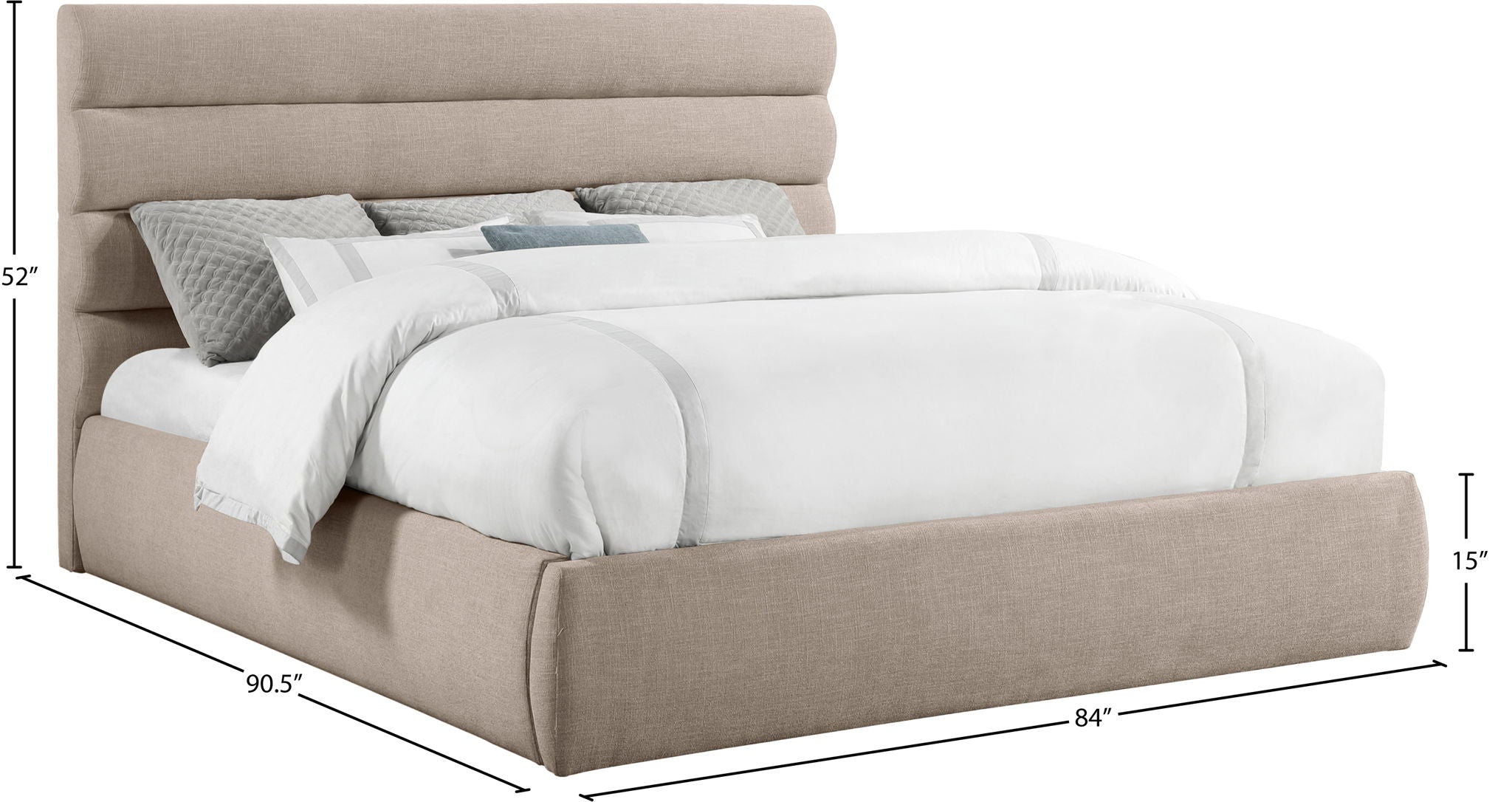 Adam - Linen Fabric Bed With 52" Headboard