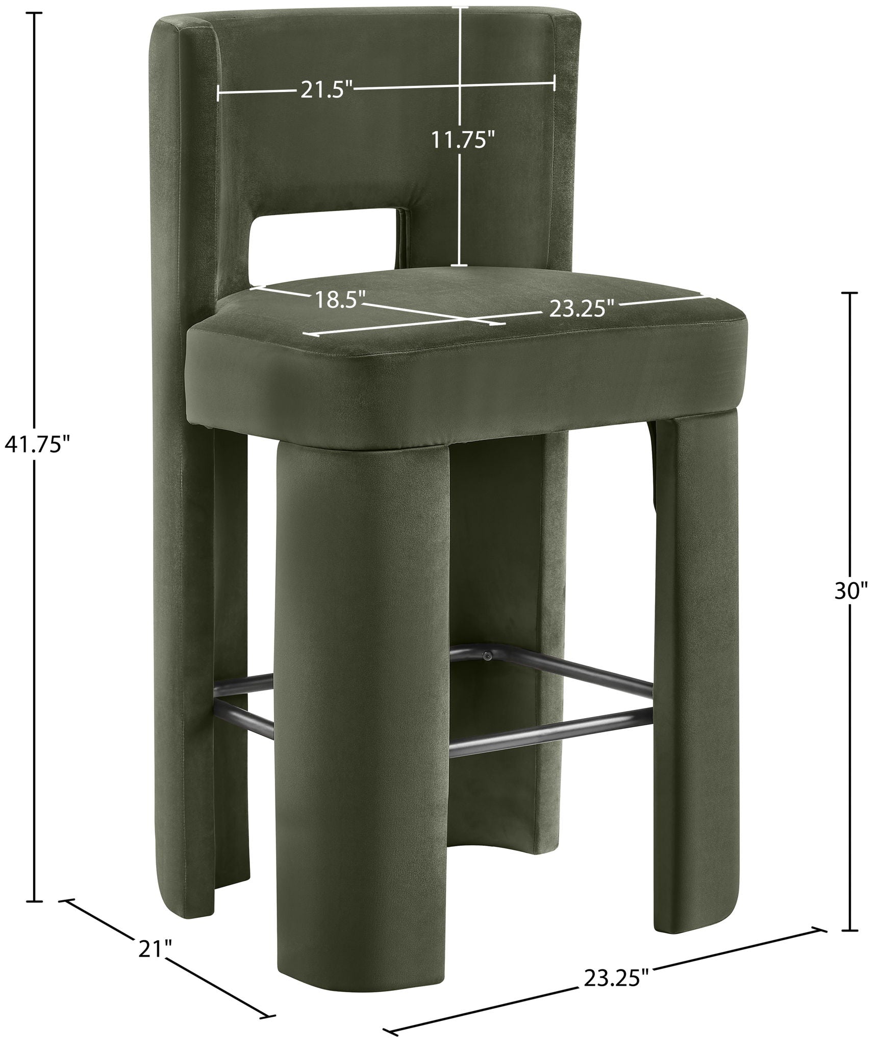 Zuno - Velvet Performance Fabric Upholstered Bar Stool (Set of 2)