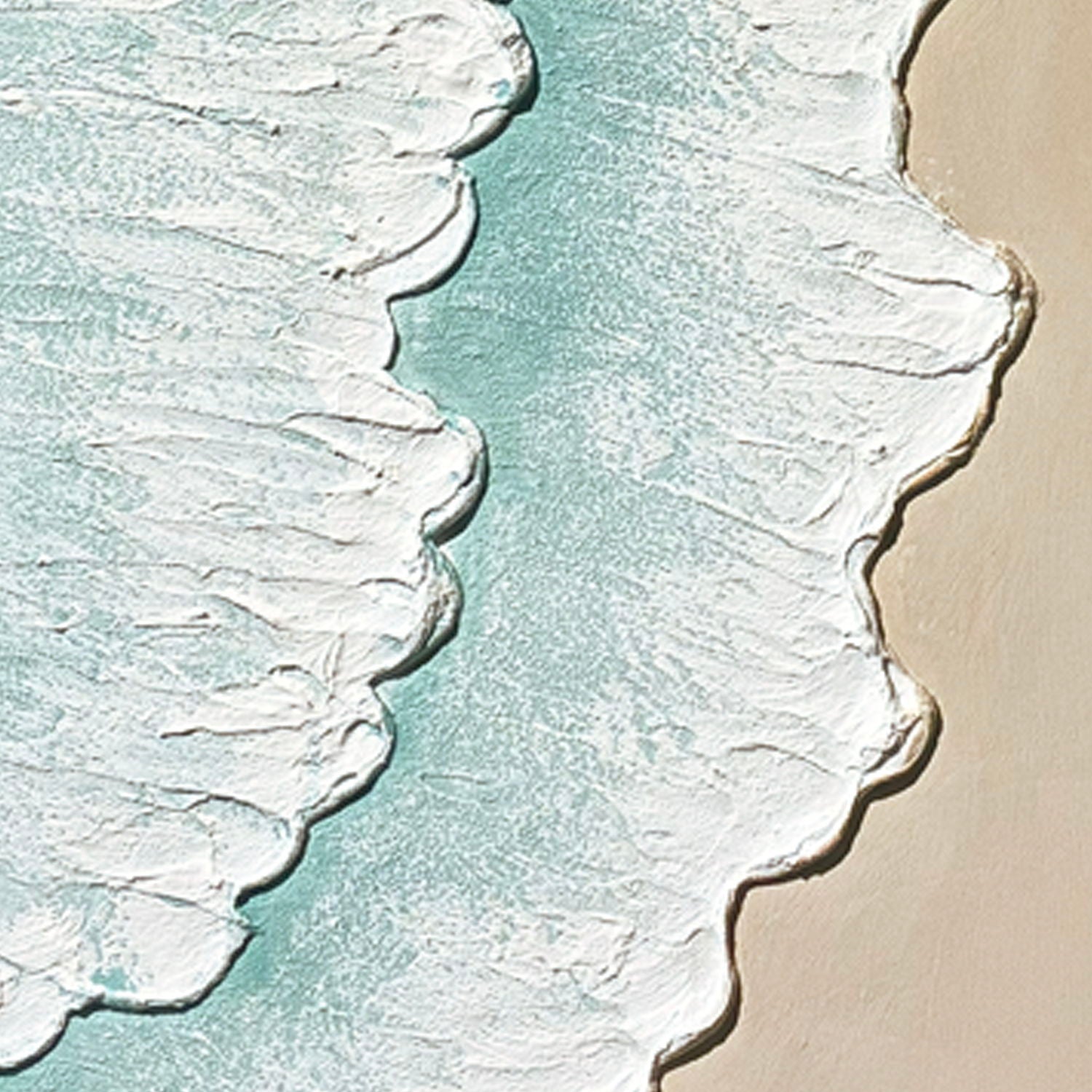 Framed Ocean Wave Wall Art, Textured Canvas Painting, Beach Decor For Living Room (Set of 2) - Aqua Blue