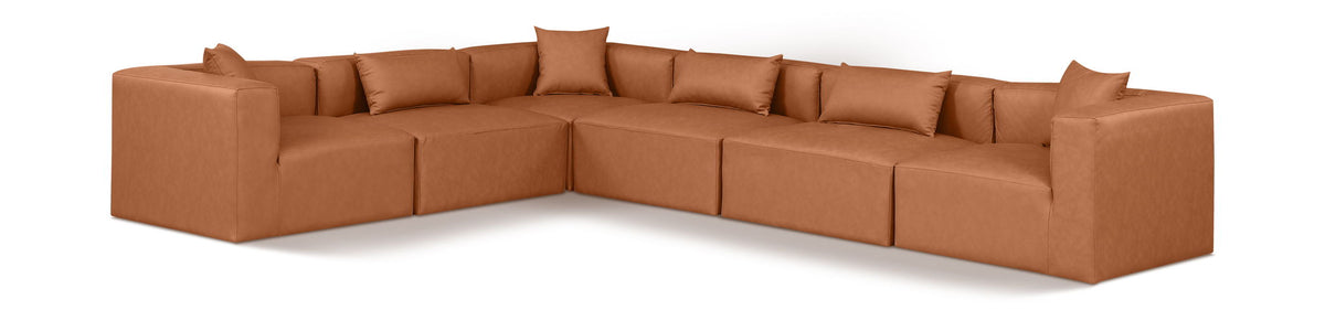 Cube - 6 Piece Modular Corner Sectional - Cognac