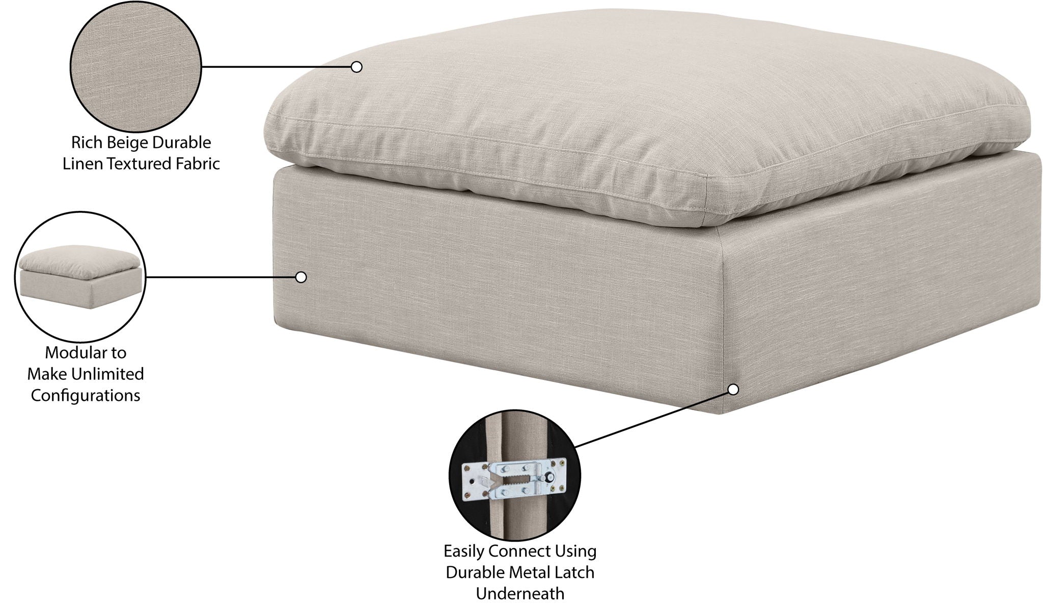 Indulge - Linen Ottoman