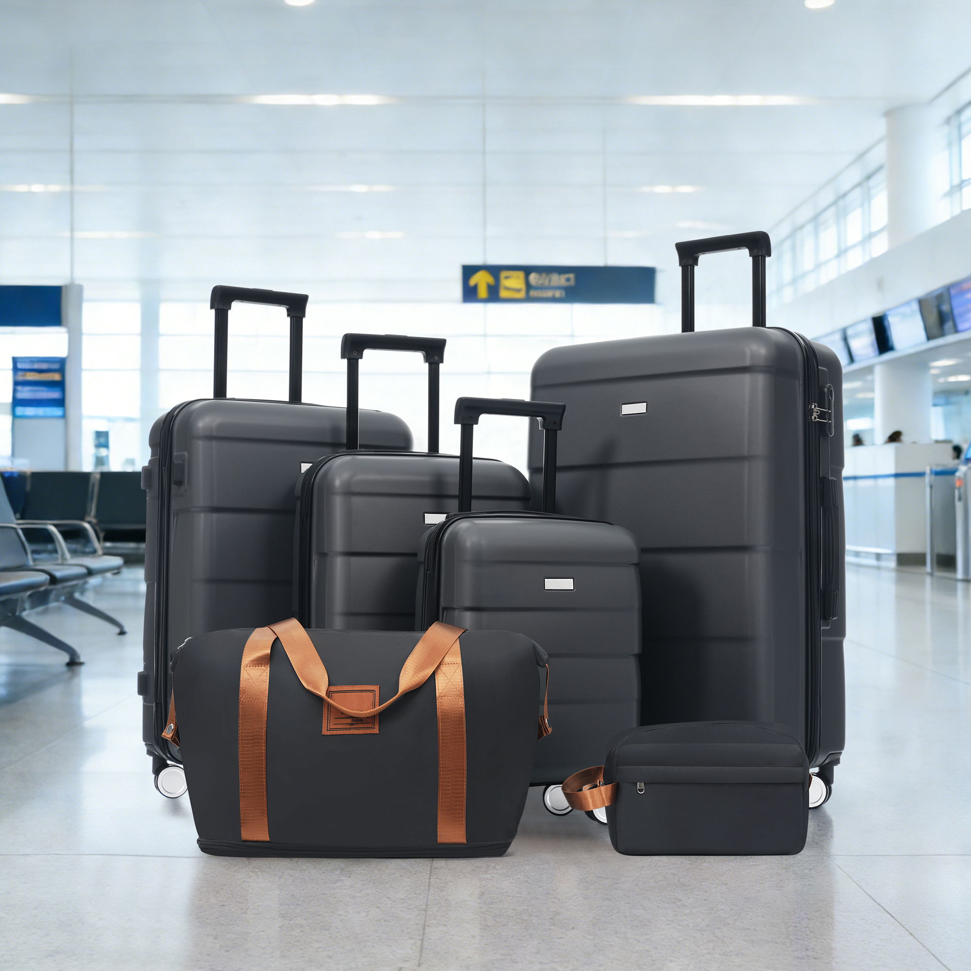 Hardshell Luggage Set 6 Piece With Duffel & Toiletry Bag