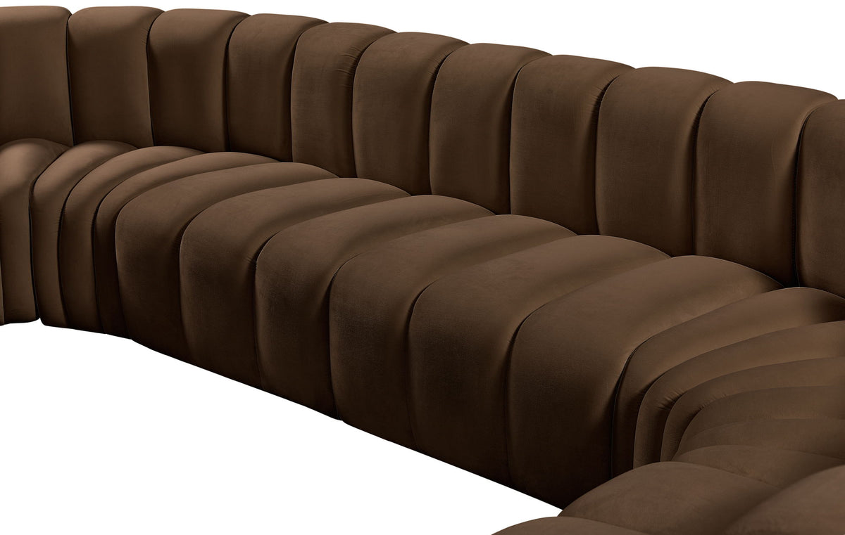 Arc - Velvet 10 Piece Modular Sofa - Brown