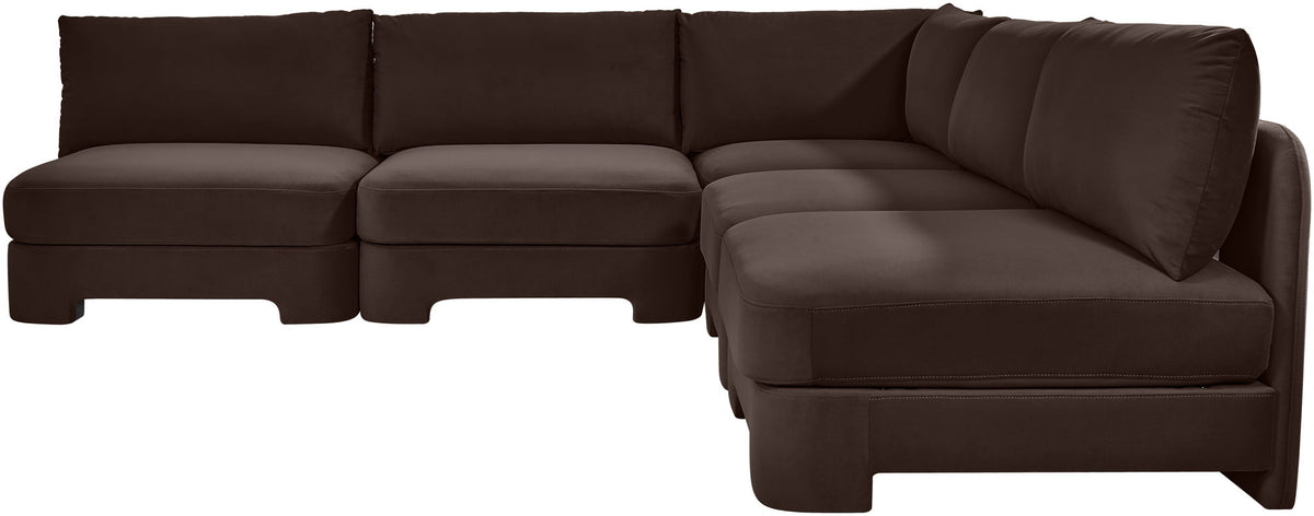 Hammond - Velvet Performance Fabric Upholstered 5 Piece Armless Sectional