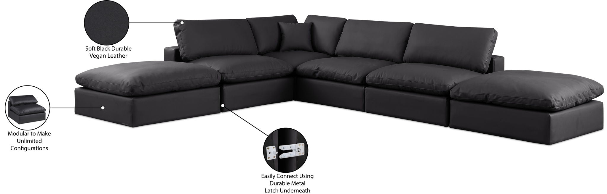 Comfy - 6 Piece Faux Leather Modular Sectional