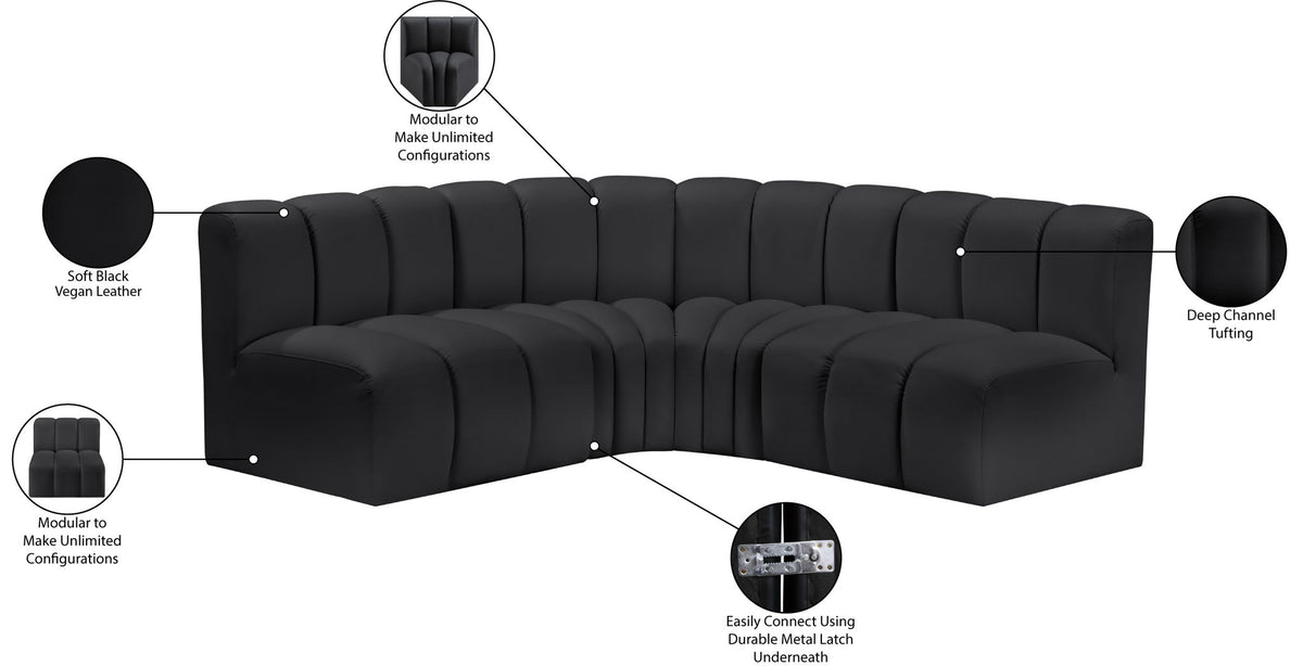 Arc - Faux Leather 4 Piece Corner Modular Sofa
