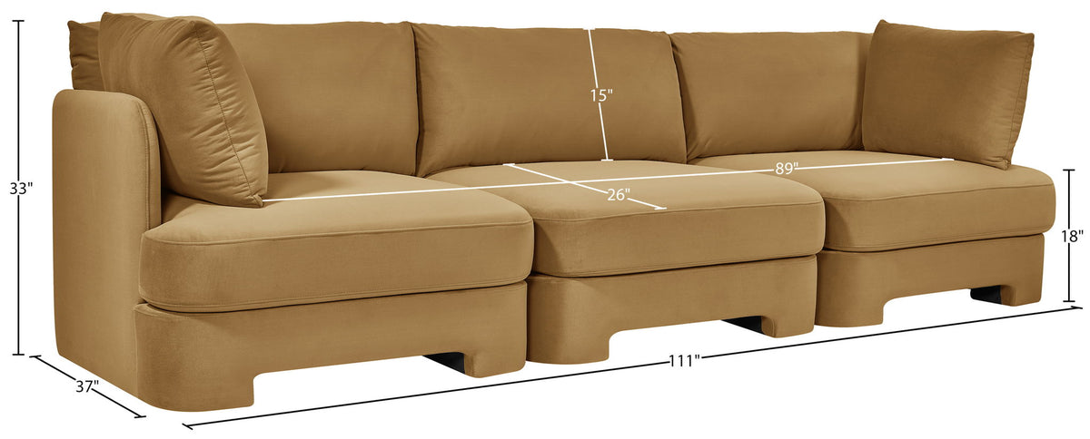 Hammond - Velvet Performance Fabric Upholstered 3 Piece Sofa