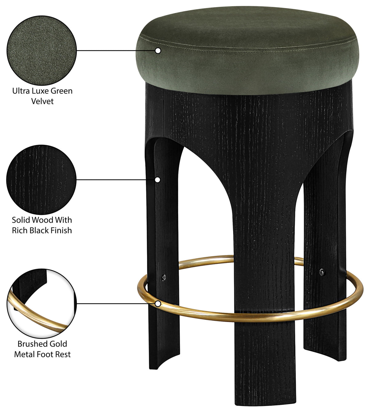 Bocceli - Counter Stool - Black Base