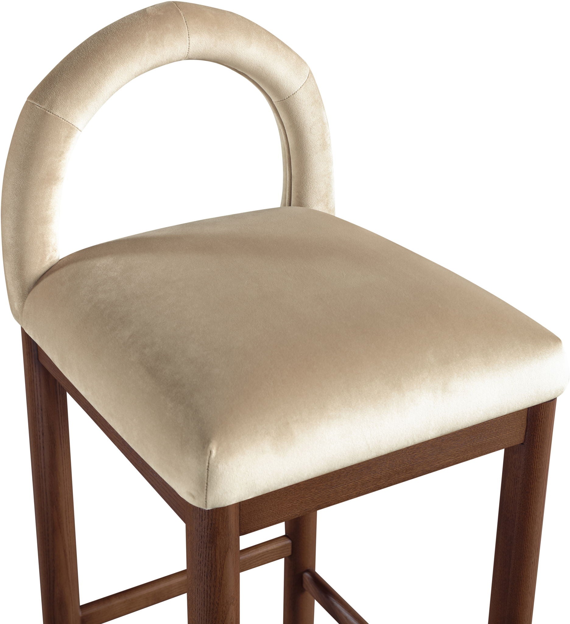 Conrad - Velvet Counter Stool With Brown Legs
