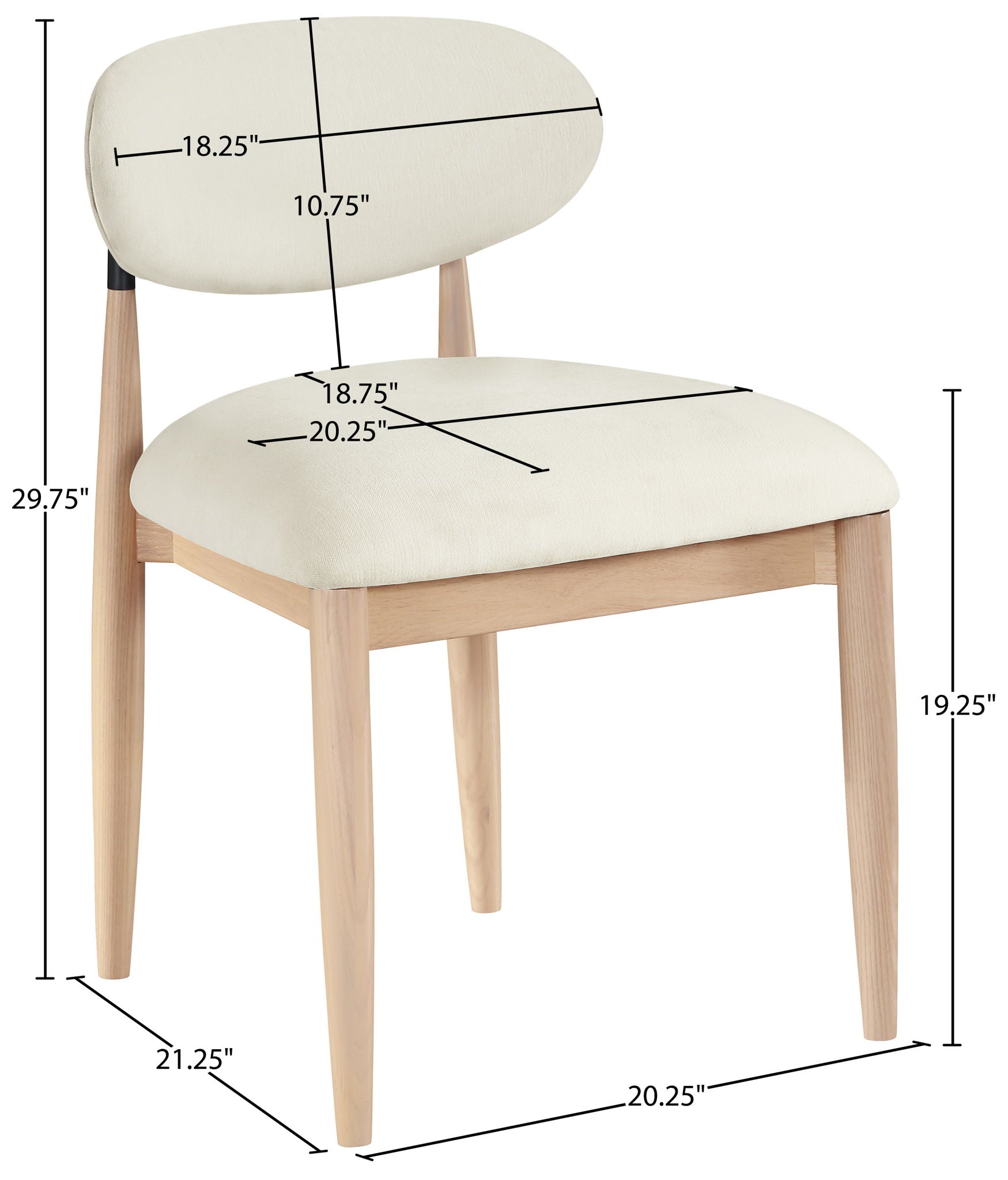 Riccio - Performance Fabric Upholstered Dining Side Chair (Set of 2) With Light Brown Legs - Cream
