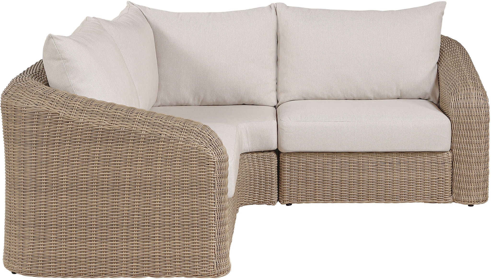 Seacrest - Olefin Water Resistant Fabric And Wicker 3 Piece Outdoor Patio Modular Sectional