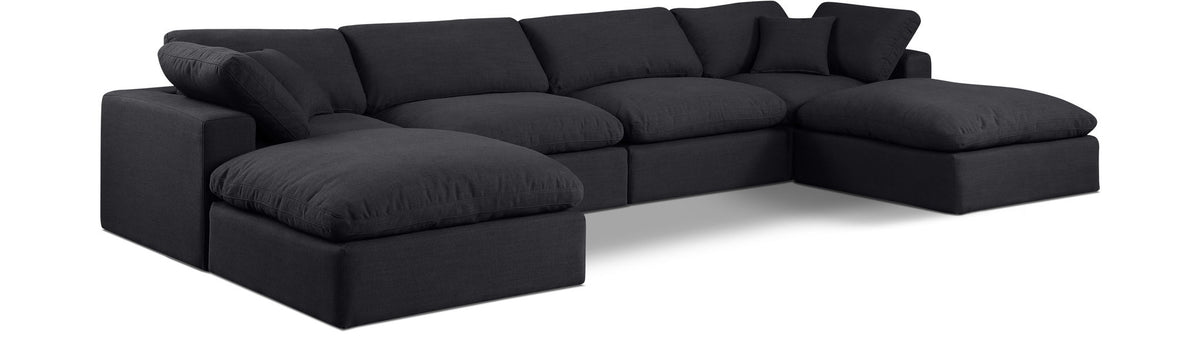 Comfy - 6 Piece Linen Modular Double Chaise Sectional